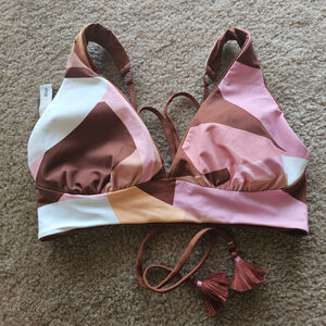 Women's Maaji Moccachino Patri Long Line Triangle Bikini Top Size Large